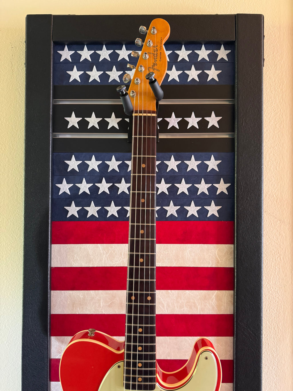 NEW - American Flag Frame - Holds 2 guitars