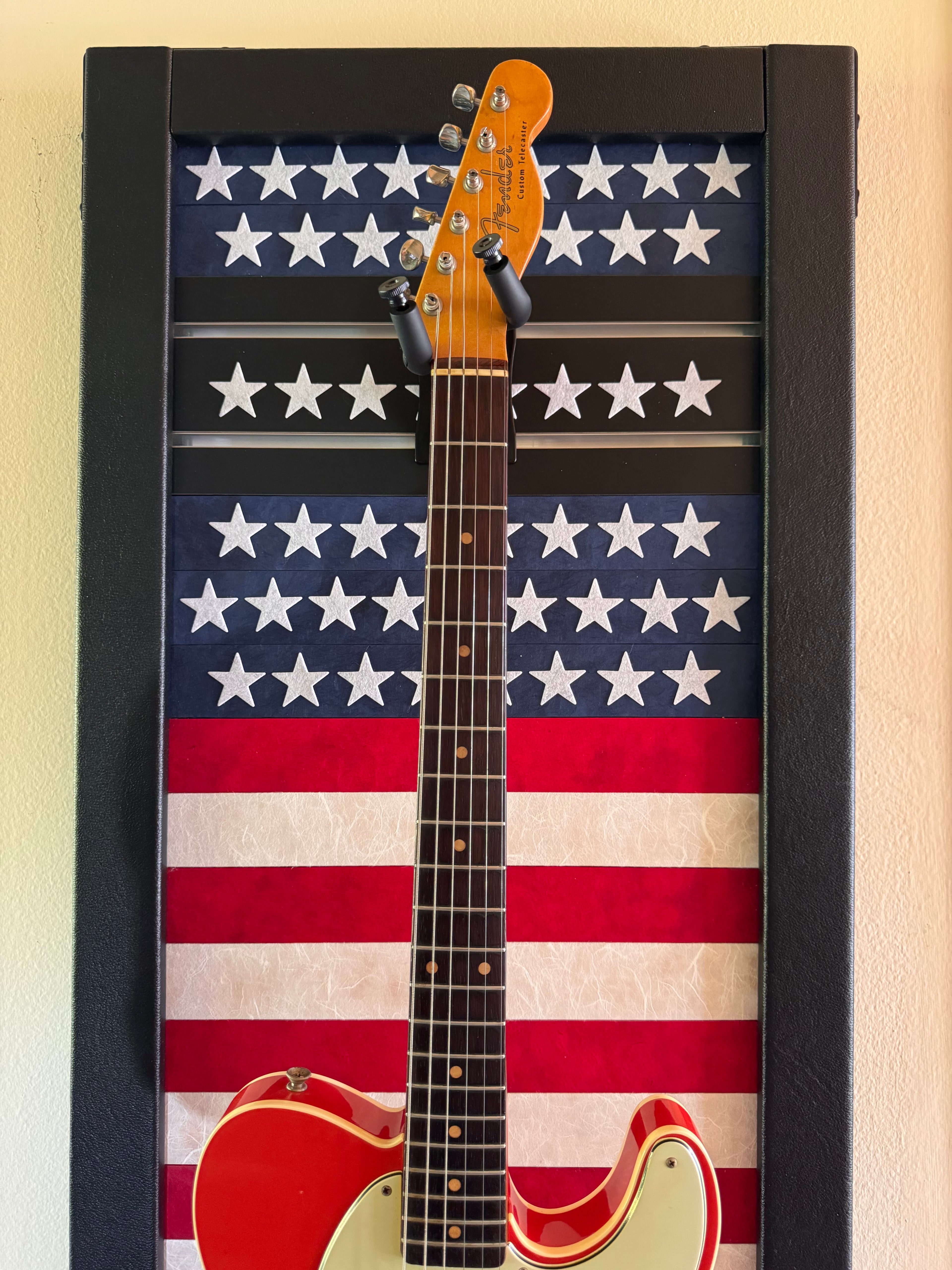 NEW - American Flag Frame - Holds 2 guitars