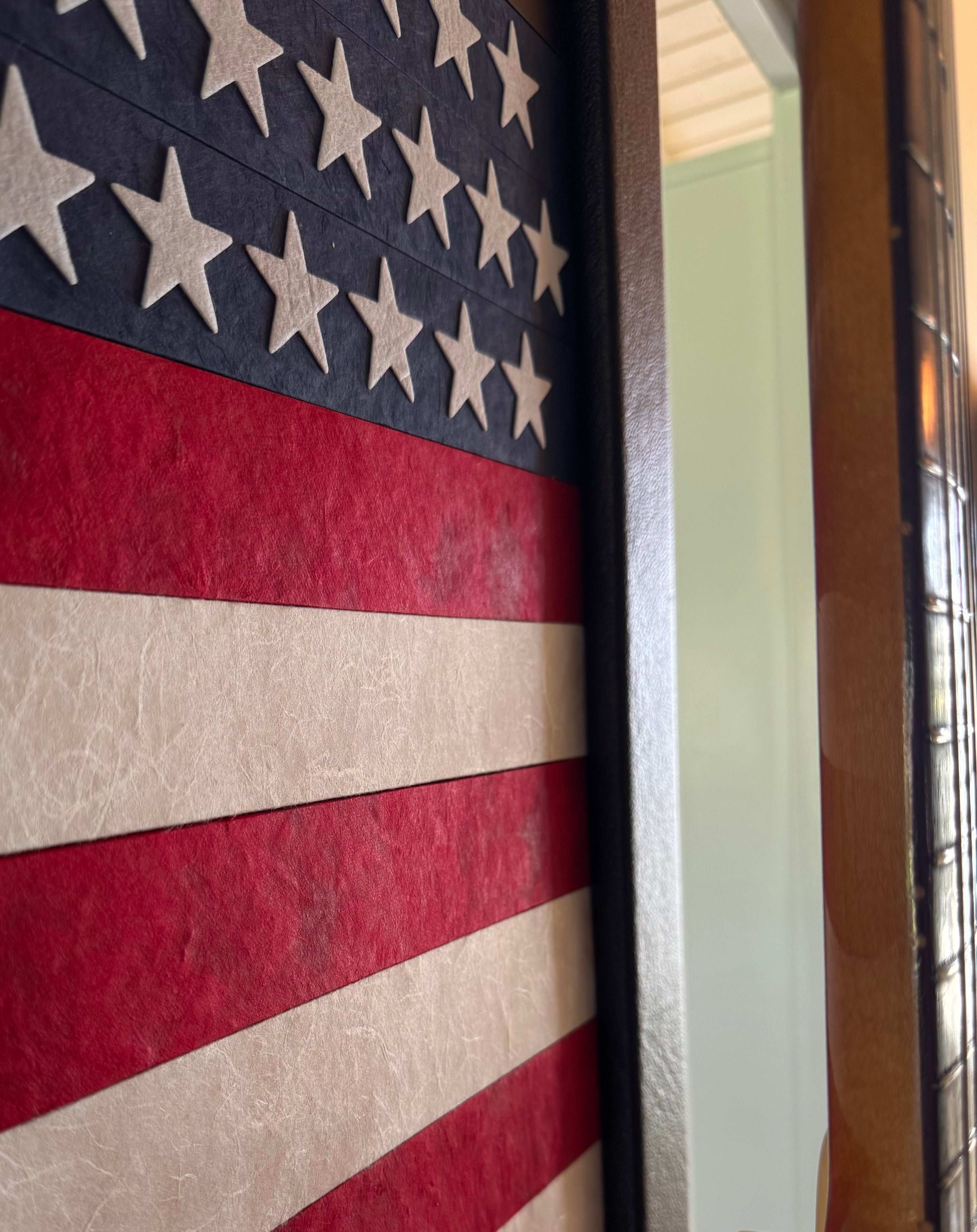 NEW - American Flag Frame - Holds 2 guitars